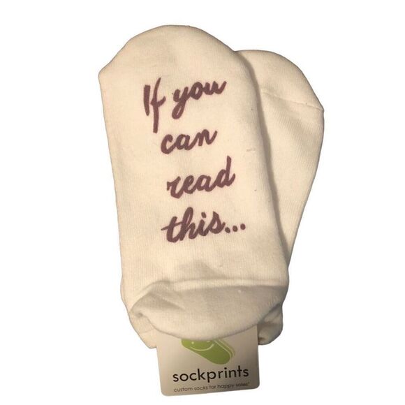 If You Can Read This  Bring Me a Glass of Wine Socks by SockPrints NWT Booties - Picture 2 of 3